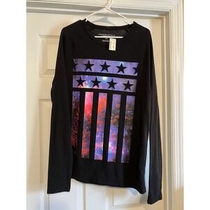 Aeropostle Thermal Long Sleeve Shirt ~ Men's Size Large, Bright Stars & Stripes